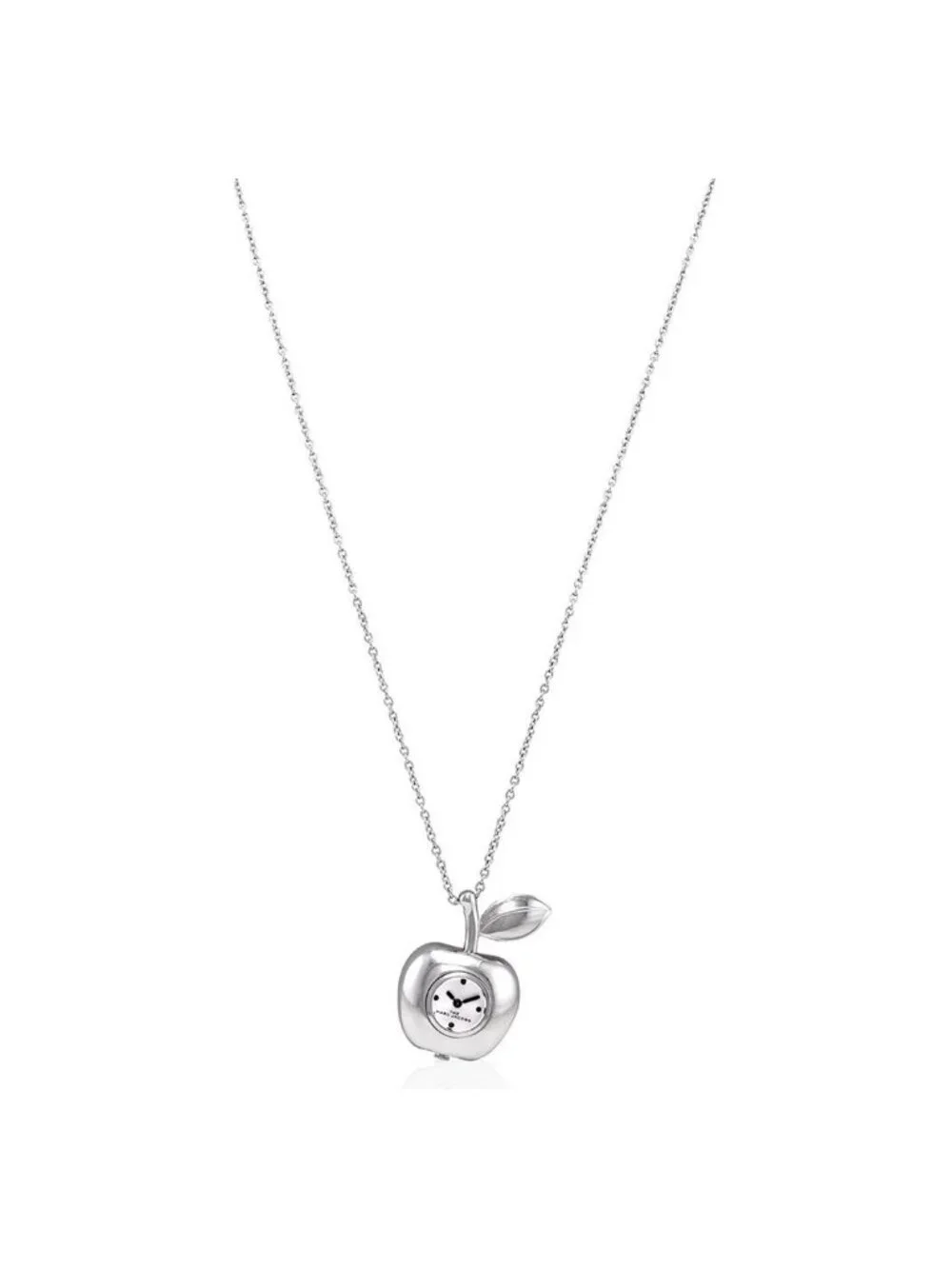 NWT Marc Jacobs Quartz Silver Dial The Bauble Apple Pendant Ladies Necklace Watc